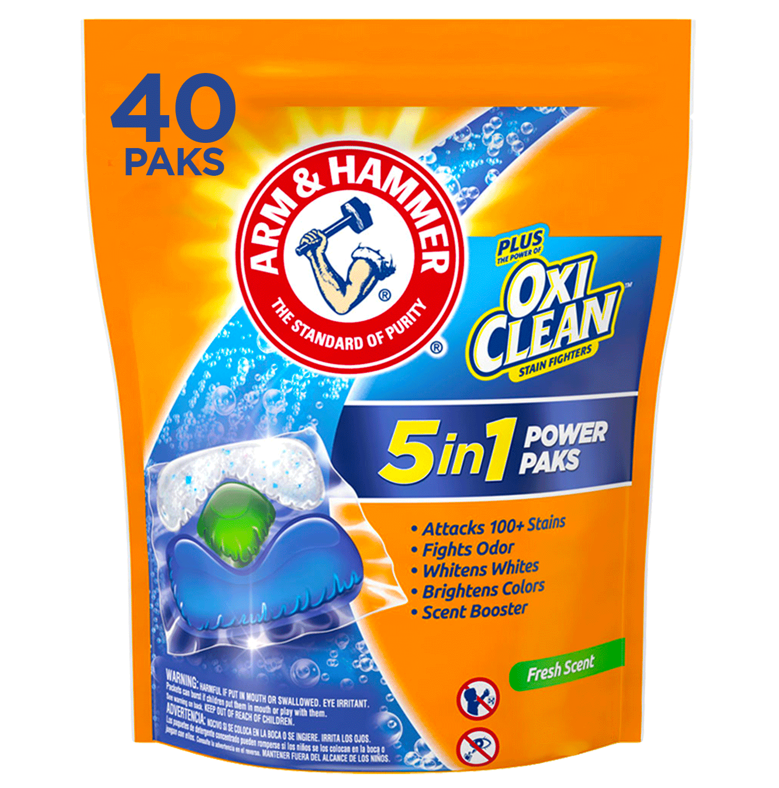 オキシ40vol ARM & HAMMER Plus OxiClean 5-in-1 Laundry Power Paks, Stain