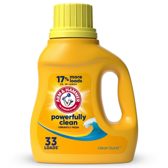 ARM & HAMMMER Liquid Laundry Detergent Soap, Clean Burst Fresh, 33 fl oz, 33 Loads