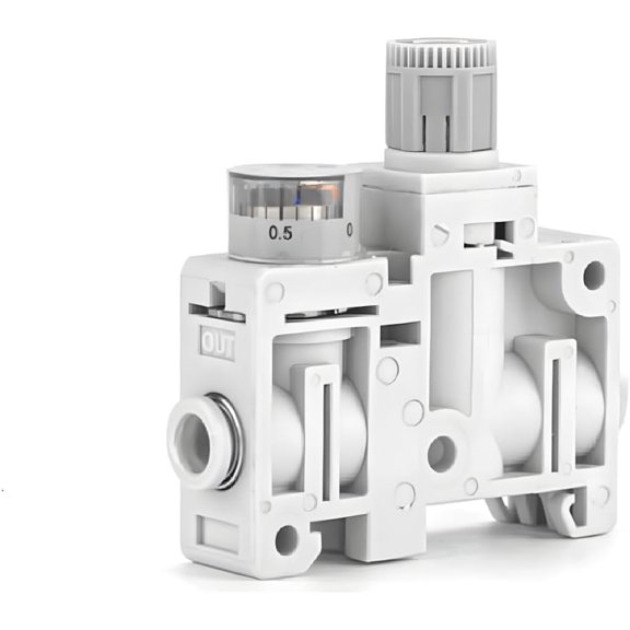 ARM5SA-06-A Pneumatic Pressure Regulator, 4 mm Push-in Fitting Mini Regulator Valve, 0.05-0.7MPa Adjustable Range with Gauge, Compact Air Pressure Reducing Valve for Industrial Pneumatic Systems