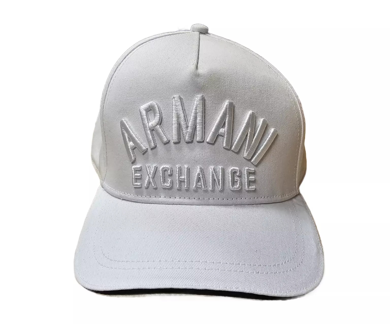 Armani Exchange White 954047 With Black Trim Arched Logo Snapback