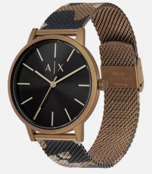 ARMANI EXCHANGE AX2754 BLACK DIAL CAMO MESH STAINLESS BRACELET MENS ...