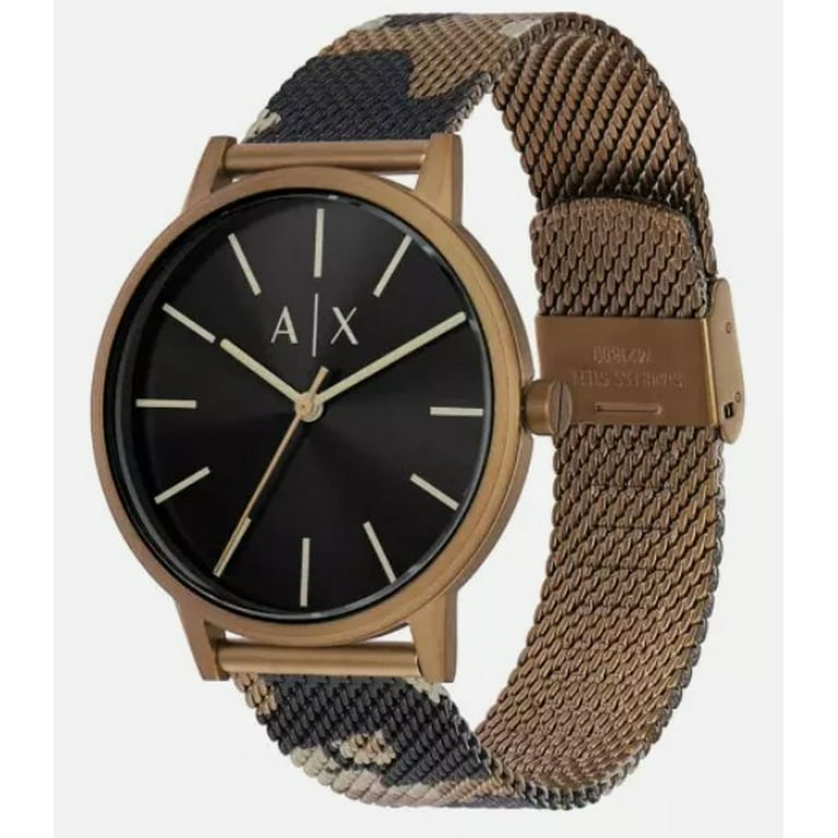 ARMANI EXCHANGE AX2754 BLACK DIAL CAMO MESH STAINLESS BRACELET
