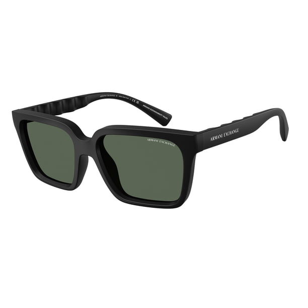 Armani Exchange AX4147S square-shaped sunglasses in matte black with dark green Armani Exchange AX4147S Sunglasses - Matte Black/Dark Green  main image 4