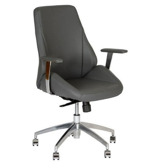 Armen Living Argo Faux Leather Swivel Office Chair in Gray