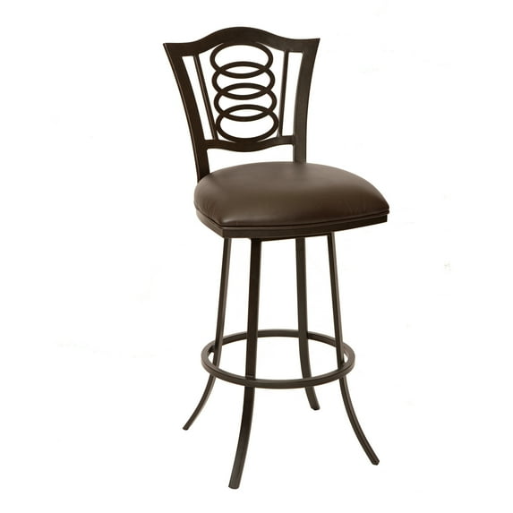 Armen Living Essex Faux Leather Swivel Bar Stool in Coffee