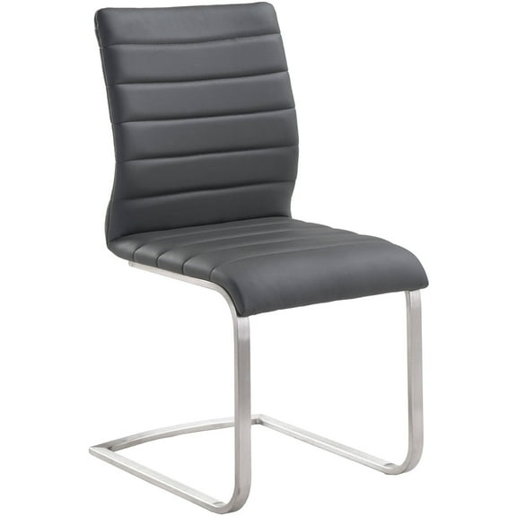 ARMEN LIVING Fusion Contemporary Side Chair, Grey and Stainless Steel, Set of 2