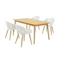thumbnail image 1 of ARMEN LIVING Nassau 5-Piece Outdoor Dining Set, Natural Wood Finish Table, Sand Taupe Arm Chairs, 1 of 8