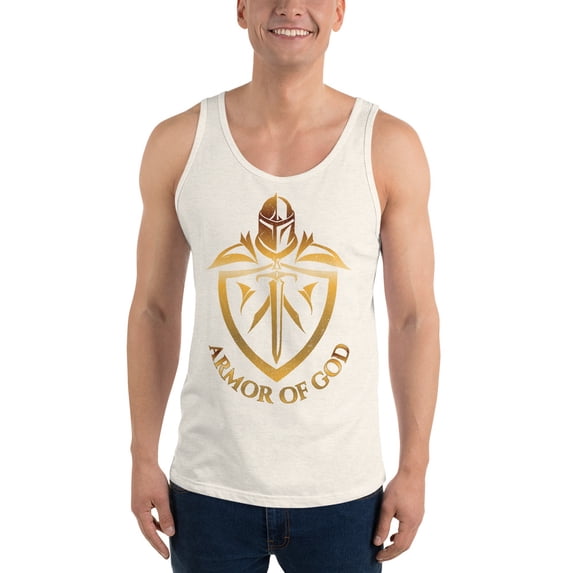 ARMOR OF GOD Men's Tank Top (Oatmeal Triblend, L)