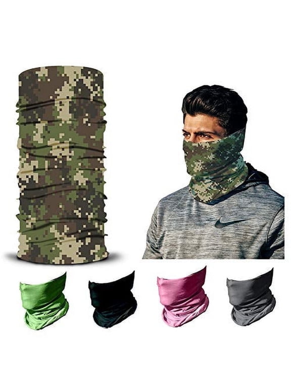 12-in-1 Neck Gaiter and Face Mask, Head Wrap, Headband, Balaclava, Scarf for Men & Women, Black, One Size