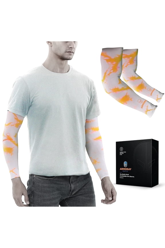 Arm Sleeves for Men & Women UV Protection Athletic Arm Sleeves, Orange