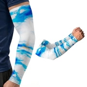 ARMORAY Arm Sleeves for Men & Women- UV Sun Protection - Tattoo Cover Up - Athletic Sports Sleeve for Golf Running Football Ink Blue 1 Pair