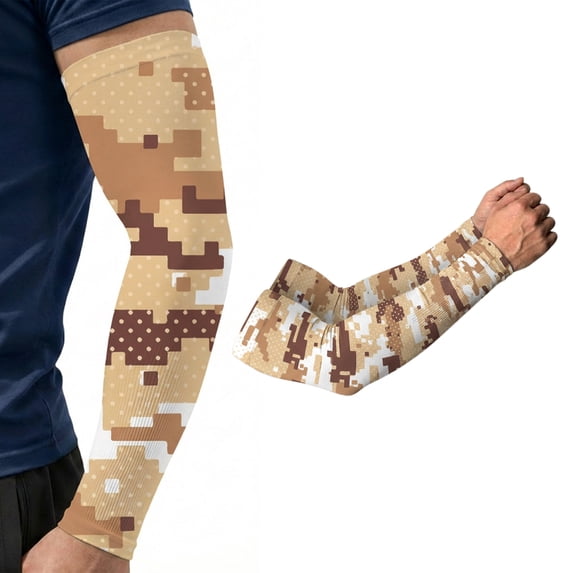 ARMORAY Athletic Arm Sleeves for Men & Women, UV Sun Protection, Sand Camo 1 Pair