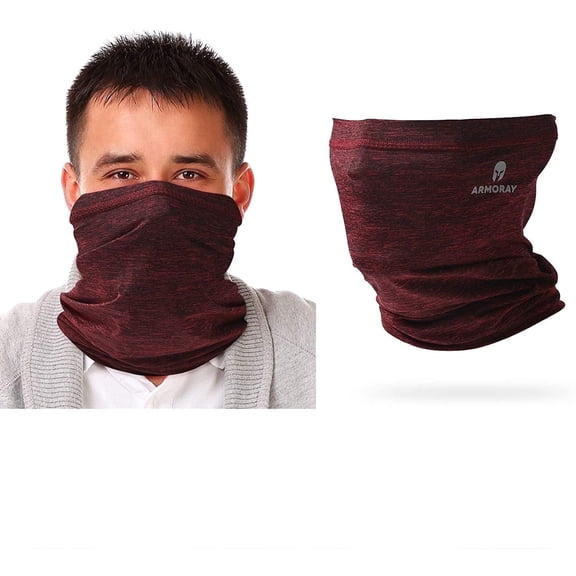 ARMORAY Ice Silk Neck Gaiter Face Mask, 12 Pack Sun Protection Bandana, Cool Breathable Tube Mask for Fishing, Hiking, Running, Cycling, Windproof Outdoor Scarf Wine Red