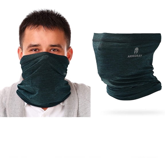 ARMORAY Ice Silk Neck Gaiter Face Mask, Pack of 4 Sun Protection Bandana, Cool Breathable Tube Mask for Fishing, Hiking, Running, Cycling, Windproof Outdoor Scarf Pine Green