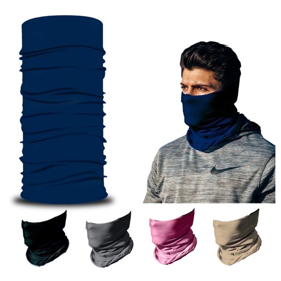 ARMORAY Neck Gaiter Face Cover, UV Protection Bandana, Washable Scarf for Fishing, Motorcycle Riding, Outdoor Activities, 4-Pack, Navy, One Size