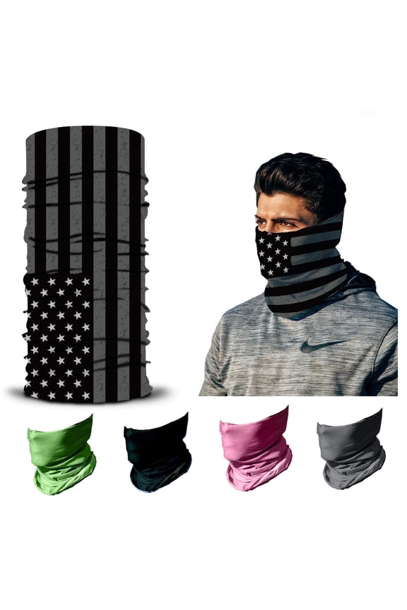 Neck Gaiter Face Mask - 4 Pack Reusable UV & Dust Protection Cloth for Men, Women & Kids (USA Edition)