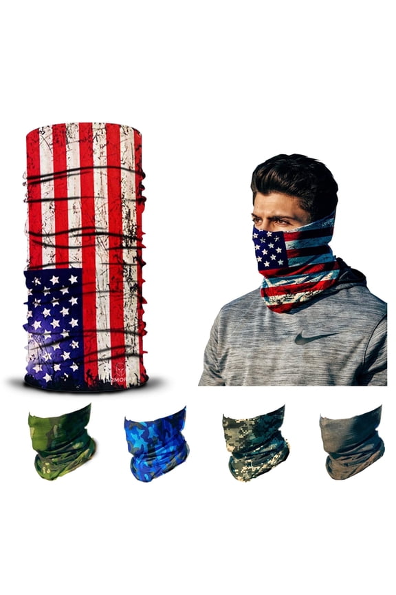 Neck Gaiter Face Mask UV Protection Cloth Reusable 4-Pack for Men Women & Kids