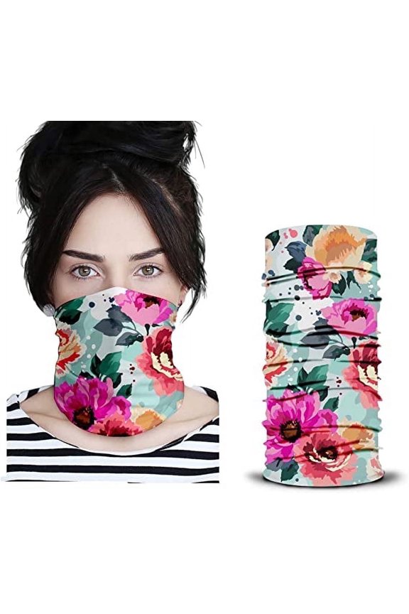 Face Mask, Neck Gaiter, 12-in-1 Headband Scarf, Balaclava, Bandana, Sweatband for Fishing, Hiking, Running & Outdoor Sports, Dustproof & Sun Protection Brilliant Blossom