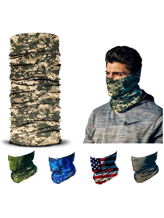 Face Mask, Neck Gaiter, 12-in-1 Headband Scarf, Balaclava, Bandana, Sweatband for Fishing, Hiking, Running & Outdoor Sports, Dustproof & Sun Protection Mud Camo