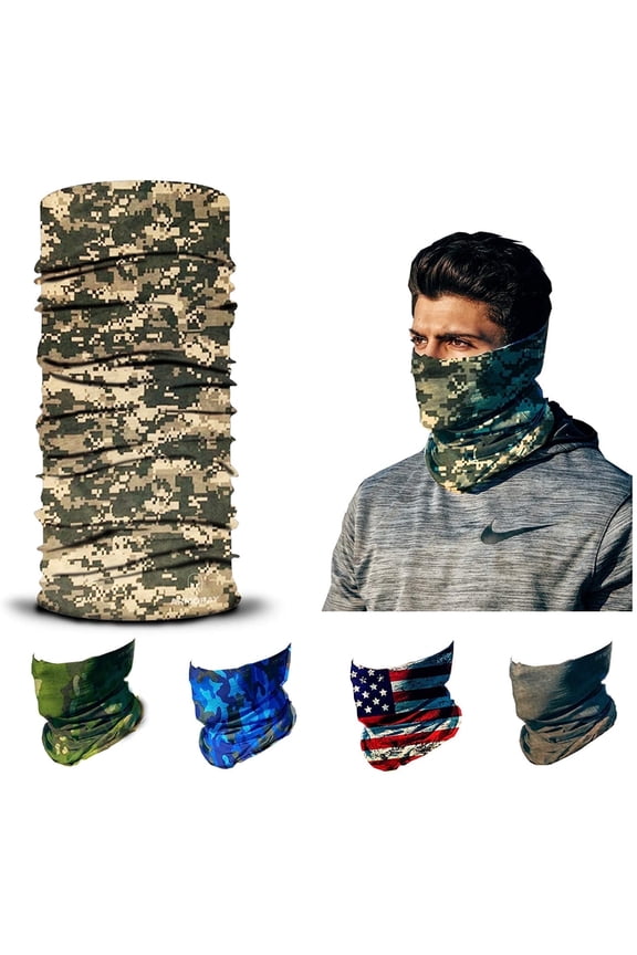 Face Mask, Neck Gaiter, 12-in-1 Headband Scarf, Balaclava, Bandana, Sweatband for Fishing, Hiking, Running & Outdoor Sports, Dustproof & Sun Protection Mud Camo