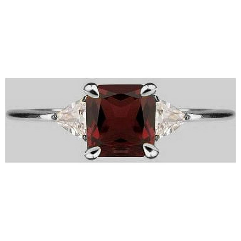 Sterling Silver Ring Garnet Ring, Heart Cut Engagement Ring, 925