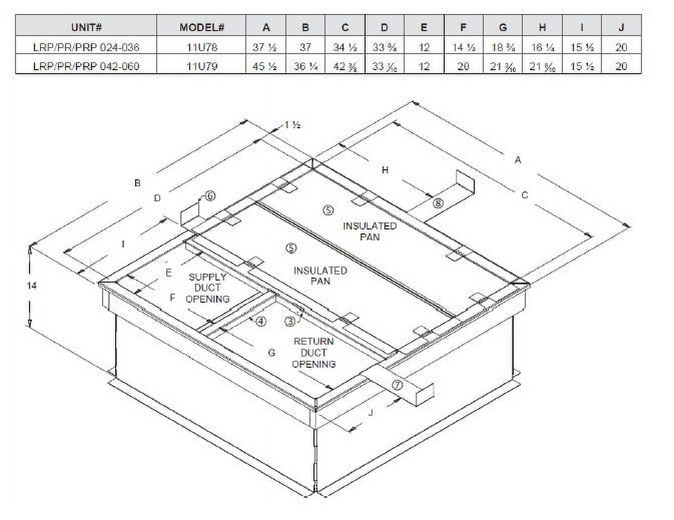 ARMSTRONG AIR ACURB832 14 Inch High Roof Curb 2 Thru 3 Ton Models (ACURB832)