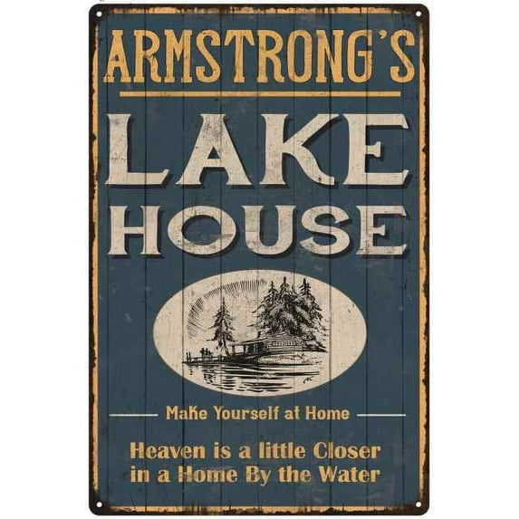ARMSTRONG'S Lake House Blue Cabin Home Decor 12 x 18 Matte Finish Metal 112180038204