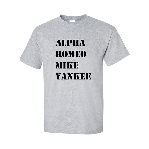 ARMY Alpha Romeo Mike Yankee Adult Military Short Sleeve T-Shirt