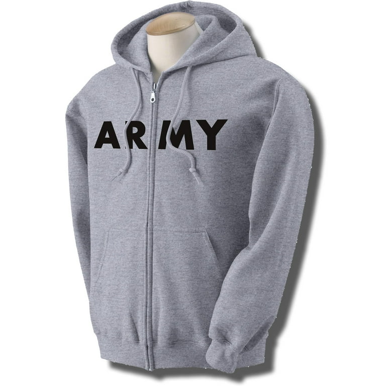 Army zip up deals hooded sweatshirt