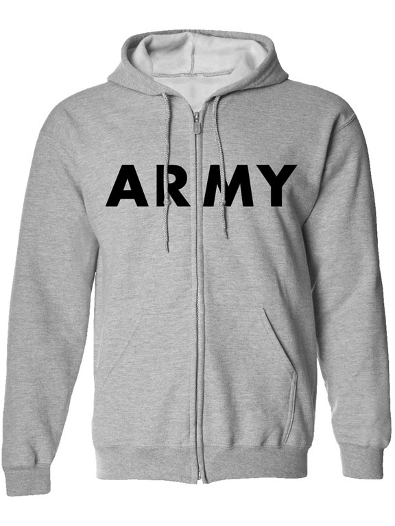 ARMY Full-Zip Hooded Sweatshirt in Gray