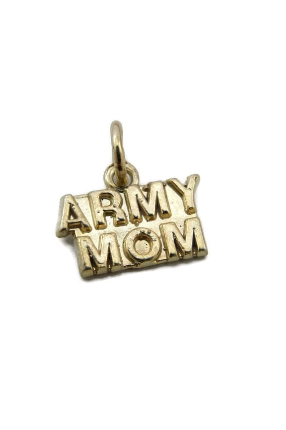 ARMY MOM Charm Pendant 14k Yellow Gold