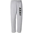 thumbnail image 1 of ARMY Open Bottom Military Style Sweat Pants in Gray with black print, 1 of 1