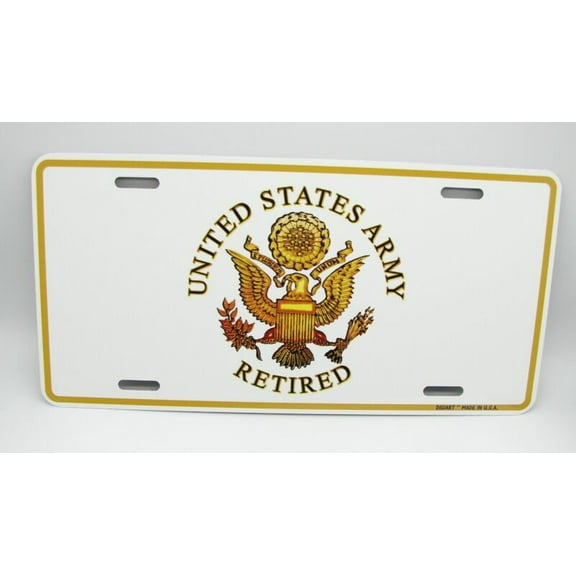 ARMY RETIRED U.S. ARMY VETERAN METAL CAR NOVELTY LICENSE PLATE AUTO TAG - Aluminum ( 12 inch x 6 inch )