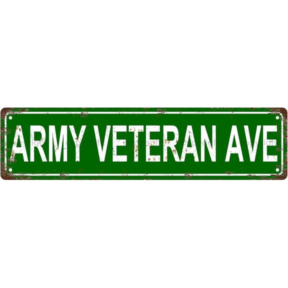 ARMY VETERAN AVE People Vintage Metal Tin Sign, Street Sign, Home Decor, Room Decor, Wall Decor, Bathroom Decor, Bar Decor, Cafe Decor, Garage Decor, 16 x 4 Inch