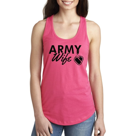 ARMY WIFE WITH DOGTAGS Racerback Tank