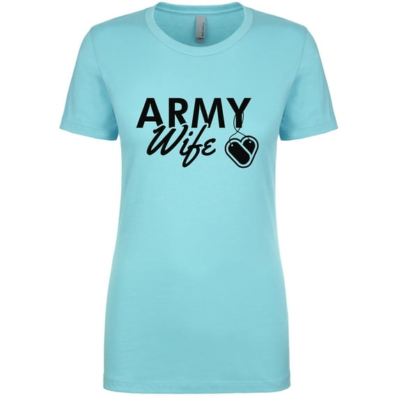 ARMY WIFE WITH DOGTAGS Womens crewneck tee