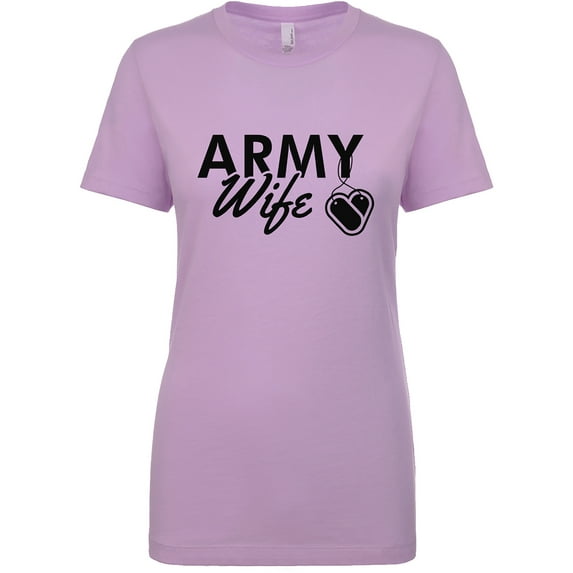 ARMY WIFE WITH DOGTAGS Womens crewneck tee