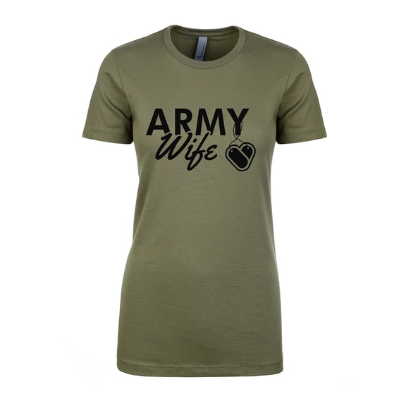 ARMY WIFE WITH DOGTAGS Womens crewneck tee