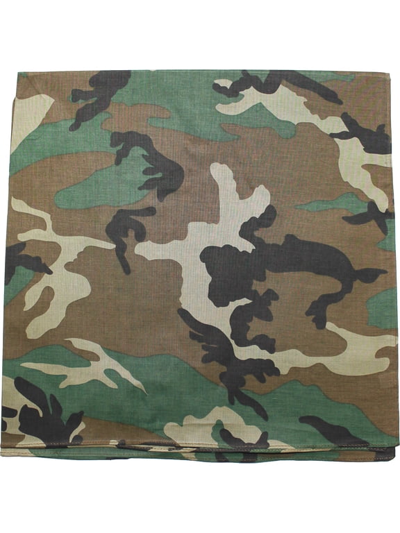 ARMYU Camo Military Bandanas Army Camouflage Headwraps Head Scarves Do-rags 100% Cotton Bandanna Face Cover (WoodlandCamouflage, Large(27"x27"))