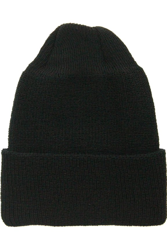 ARMYU Military Genuine GI Watch Cap Warm Winter USN Wool Beanie Solid Cuffed Army Hat (Black, 1)