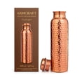 thumbnail image 1 of ARNCRAFT 100% Pure Copper Bottle (34oz) Handcrafted Water Bottle hammered finish leak proof and lab tested Perfect for gym travel office gifting (1005 ml), 1 of 8