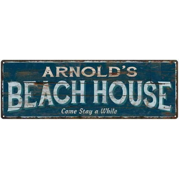 ARNOLD'S Beach House Blue Rustic Cabin Home Decor 6x18 Metal 206180026187