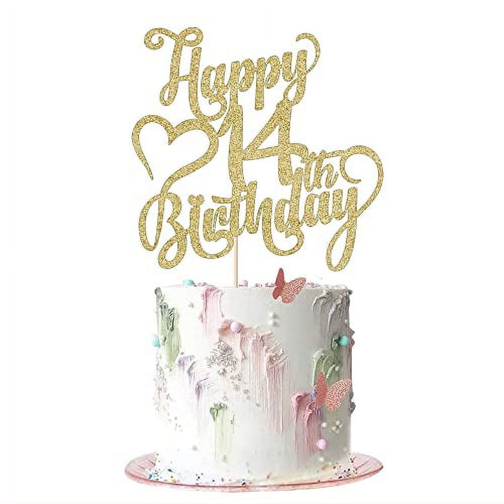 Gold Glitter Happy Golden Birthday Cake Topper - Golden Birthday Cake  Decorations - Happy Birthday, Golden Birthday Party Decoration Supplies