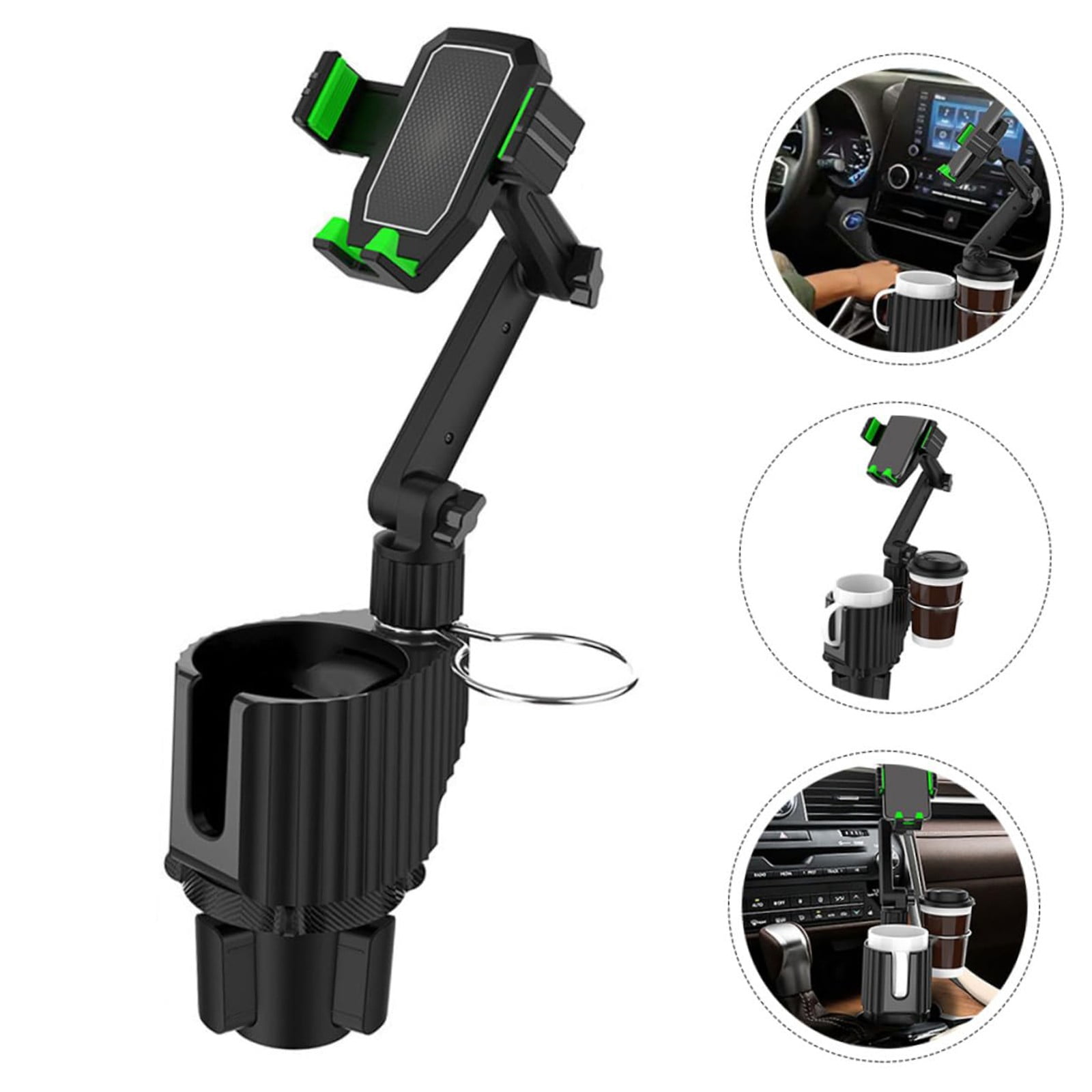 AROKOKO Car Drink Holder And Mobile Phone Mount Phone Holder Black