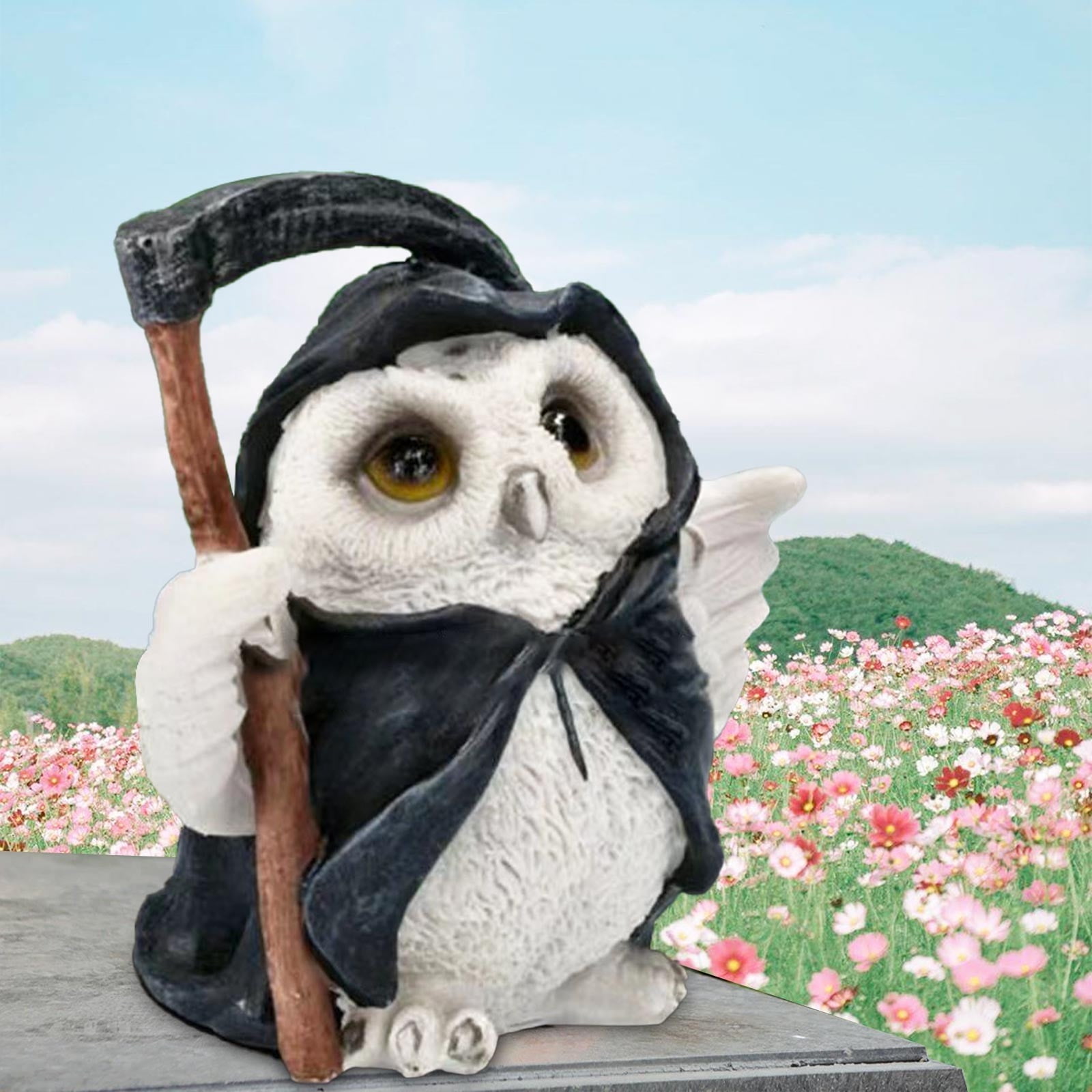 AROKOKO Desktop Ornament Garden Owl Ornament Garden Resin Crafts