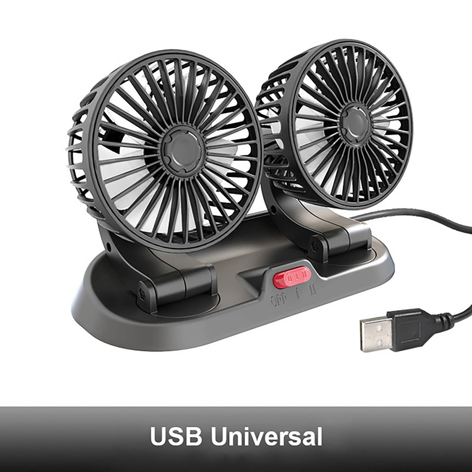 AROKOKO Usb Fans Usb Car Fan 360° Rotating Double Head Electric Cooling