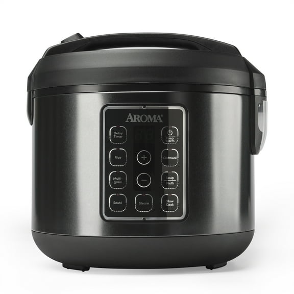 AROMA 12-Cup (Cooked)/ 3Qt. Digital Rice & Grain Multicooker, Black, New, ARC-966BD