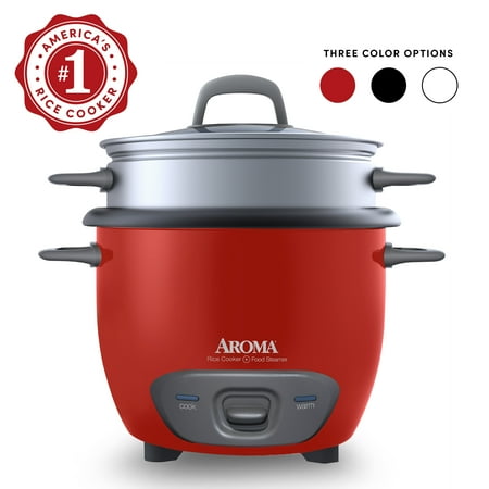 AROMA® 6-Cup (Cooked) / 1.5Qt. Rice & Grain Cooker, Red, New, ARC-743-1NGR