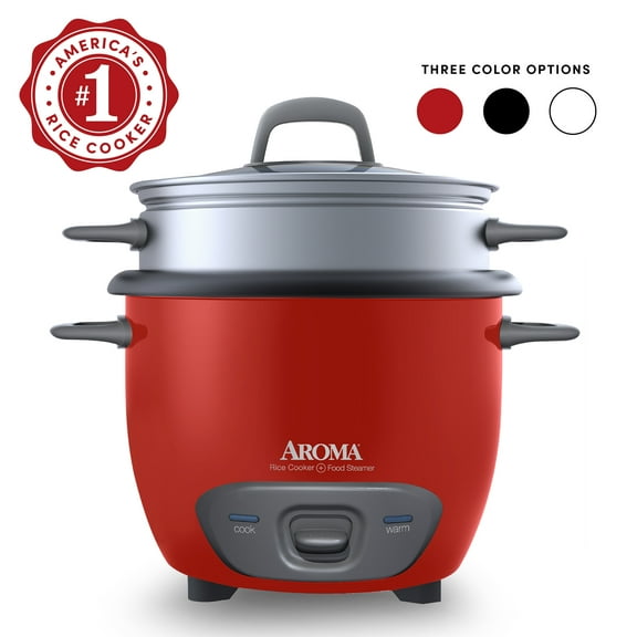 AROMA® 6-Cup (Cooked) / 1.5Qt. Rice & Grain Cooker, Red, New, ARC-743-1NGR