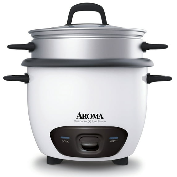 AROMA® 14-Cup (Cooked) / 3Qt. Rice & Grain Cooker, White, New, ARC-747-1NG